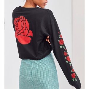 Urban Outfitters Black Roses Cropped Top